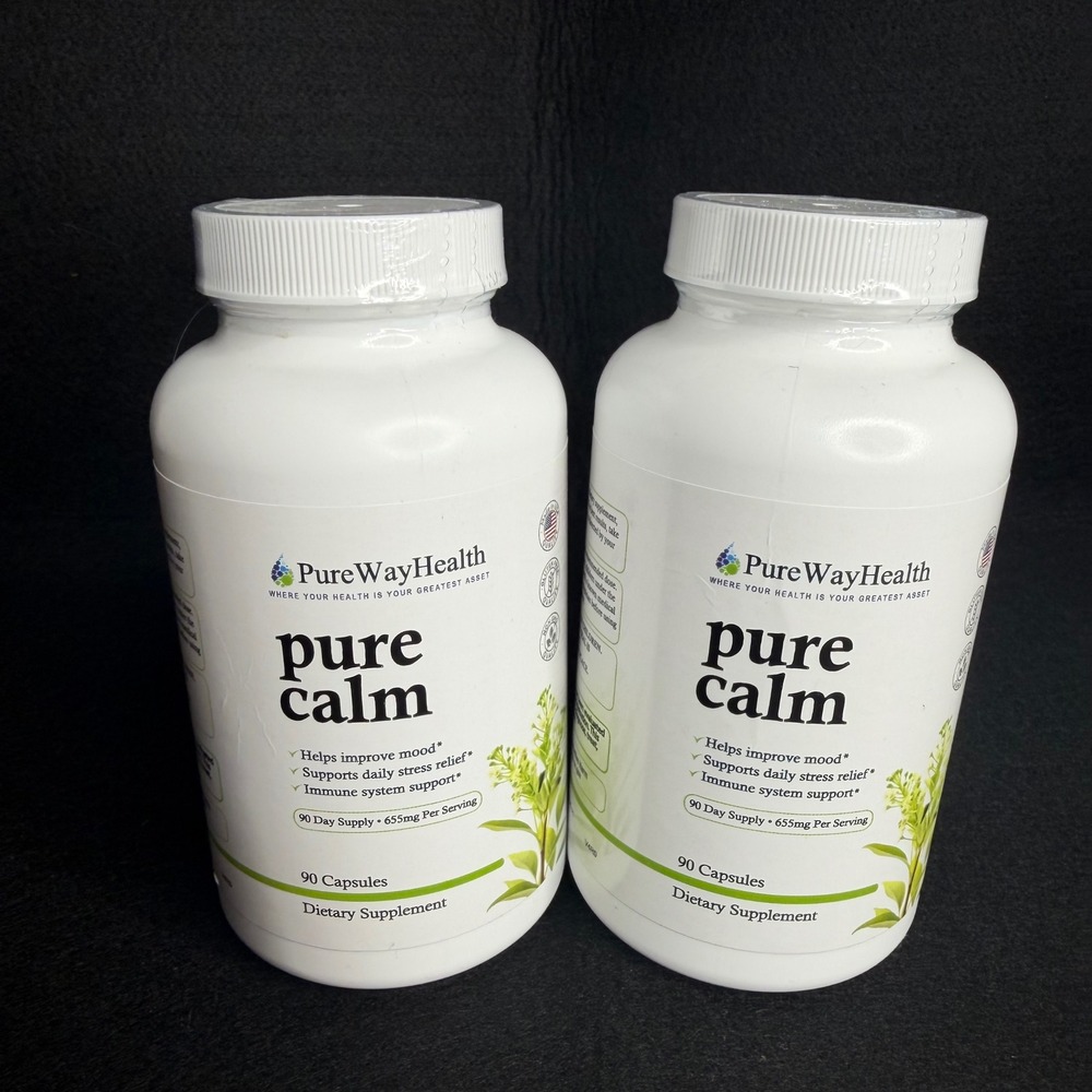Pure Way Health Pure Calm LOT of TWO 90 Capsules - Mood Stress Relief